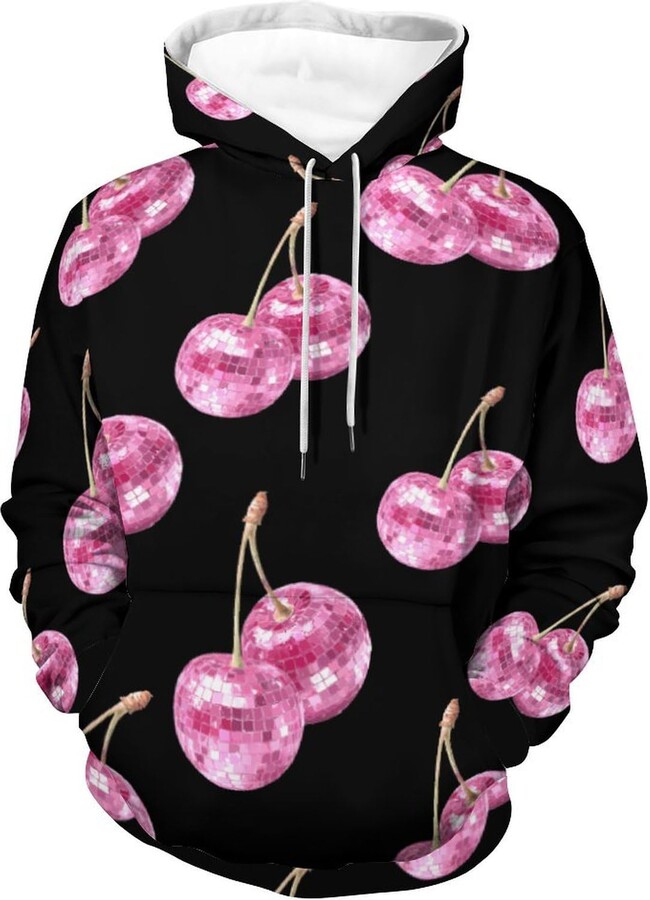 Generic Disco Ball Cherries Trendy Hoodies Sweatshirt for Women Men Pullover Sweater Tops with Pocket Style