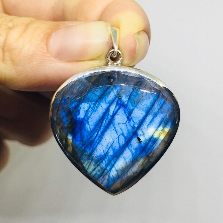 Etsy Labradorite Pendant - Sterling Silver Jewelry Blue Stone Birthstone Moldavite