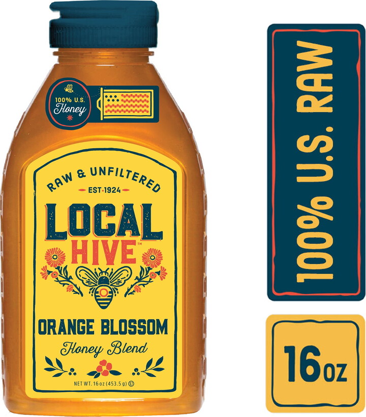 Local Hive, Raw & Unfiltered, 100% U.S. Orange Blossom Honey Blend, 16 oz Bottle
