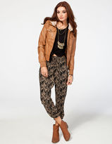 Thumbnail for your product : Full Tilt Hooded Womens Washed Faux Leather Jacket