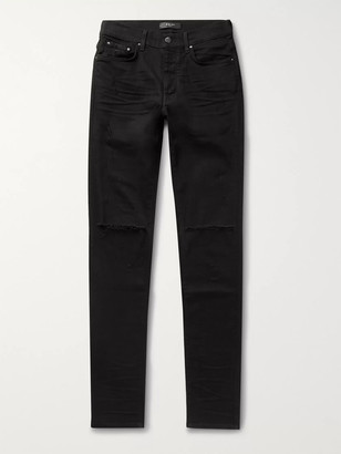 black distressed stretch jeans