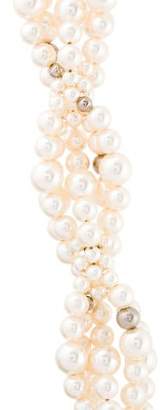 Chanel Faux Pearl & Strass CC Woven Bead Necklace