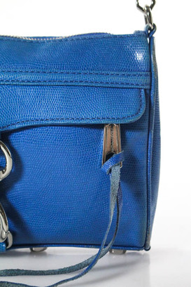 Rebecca Minkoff Blue Leather Silver Chainlink MAB Morning After Shoulder Handbag