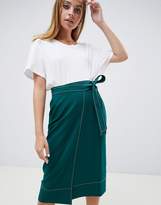 Thumbnail for your product : ASOS Petite DESIGN Petite Tailored Midi Wrap Skirt with Topstitch