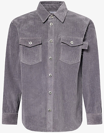 Bottega Veneta Mens Thunder Corduroy Long-Sleeve Cotton Shirt 38