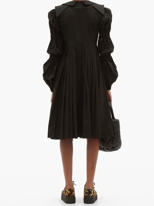 Chopova Lowena Pleated Organic-cotton Poplin Dress - Black
