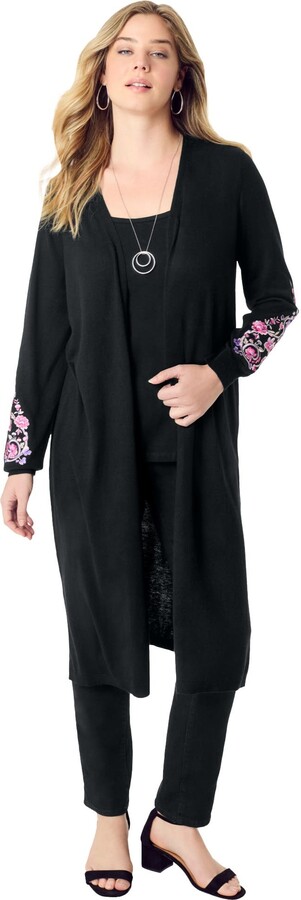 Roamans Embroidered Duster Cardigan