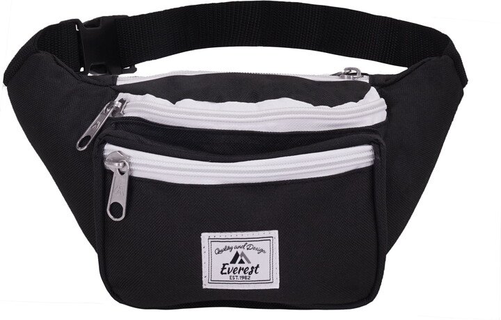 Everest Unisex Signature Waist Fanny Pack Two-Toned Black White