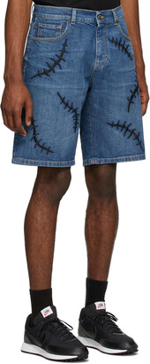 Moschino Blue Denim Scars Shorts