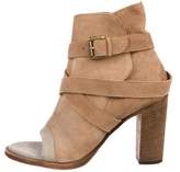 Thumbnail for your product : Brunello Cucinelli Suede Peep-Toe Ankle Boots