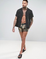 Thumbnail for your product : Brave Soul 2 Pack Short Length Swim Shorts in Solid Black and Camo Print