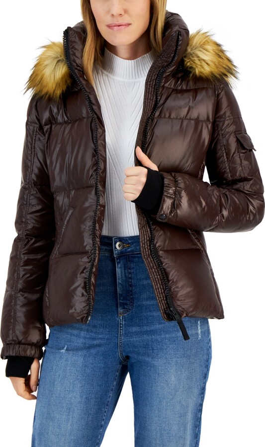 S13 Women's Allie FauxFurTrim Hooded Down Puffer Coat ShopStyle