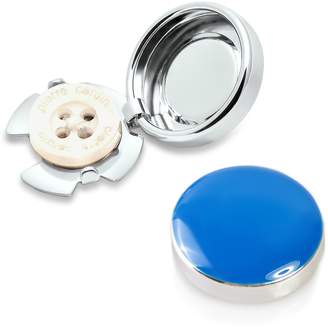 ButtonCuff Blue & Silver Mini Button Covers - 15mm / 0.6 inch x 2 (Cufflinks for Regular Shirts)