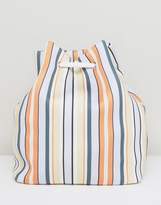 Thumbnail for your product : ASOS LIFESTYLE Striped Scuba Drawstring Beach Backpack