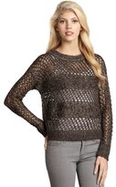 Thumbnail for your product : RD Style brown melange stripe open knit scoop neck sweater