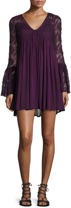 Romeo & Juliet Couture Bell-Sleeve Lace Dress, Purple