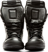 Thumbnail for your product : Rick Owens Black Leather Geobasket High-Top Sneakers