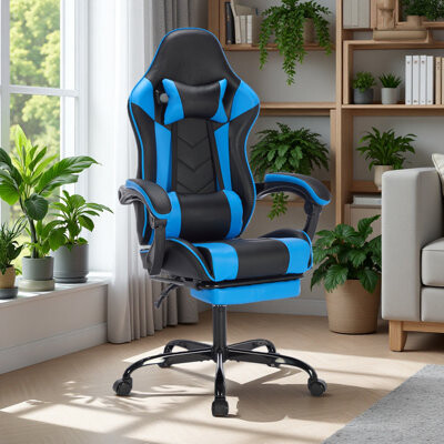 Inbox Zero Gaming Chair With Footrest, Ergonomic Computer Chair With Headrest And Lumbar Support, Breathable Material Height Adjustable Video Game Chairs For Adu