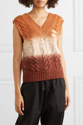 Off-White Off White Appliqued Ombre Cable-knit Wool And Cashmere-blend Vest - Orange