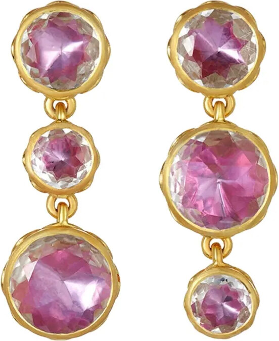 Larkspur & Hawk 18K yellow gold quartz three drop earrings