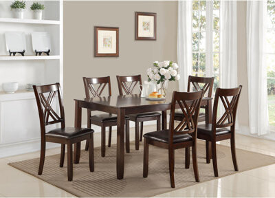 Lark Manor Contemporary Transitional Style 7-Pc Wooden Dining Set