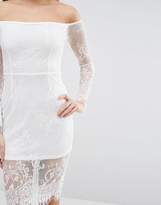 Thumbnail for your product : Club L Lace Bardot Detail Midi Dress