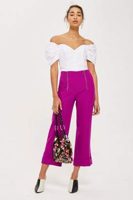 Tall double zip cropped wide leg pants