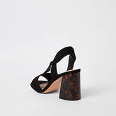 Thumbnail for your product : River Island Black wide fit cross strap block heel sandal