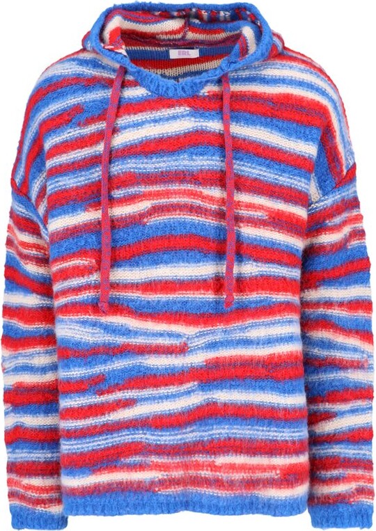 ERL Striped Intarsia-Knit Drawstring Hoodie