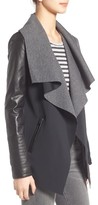 Thumbnail for your product : Rudsak Women's 'Lamony' Leather Sleeve Neoprene Drape Collar Jacket