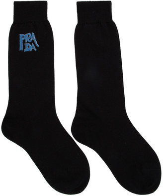 Prada Black and Blue Logo Socks
