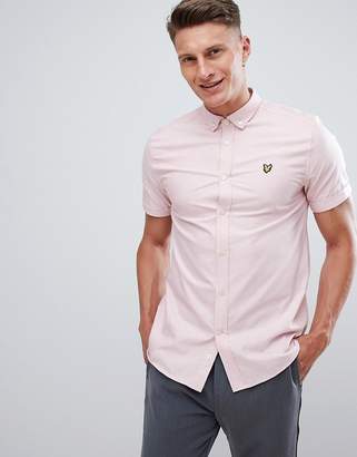 Lyle & Scott button down short sleeve oxford shirt in pale pink