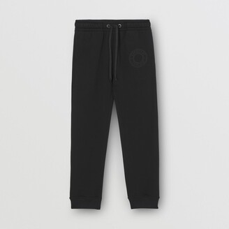 Burberry Embroidered Logo Graphic Cotton Jogging Pants