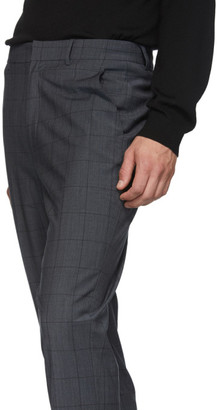 Tibi SSENSE Exclusive Grey Wool Windowpane Check Trousers