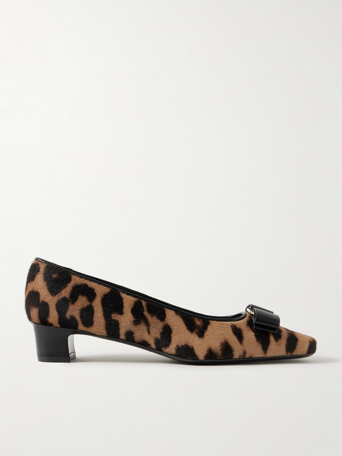 Ferragamo Rirri Bow-detailed Leather-trimmed Leopard-print Calf Hair Pumps - Animal print