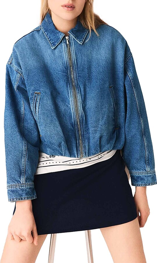 Maje Denim Bomber Jacket