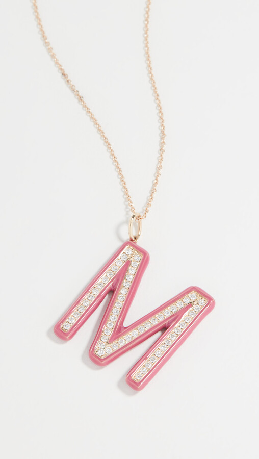 Stephanie Gottlieb Barbie Pink Enamel and Diamond Initial Necklace -  ShopStyle