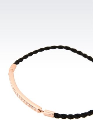 Emporio Armani Fabric Bracelet With Rose Gold-Plated Crystals