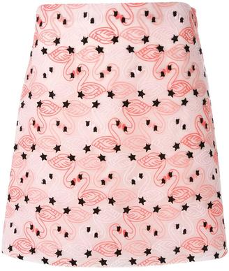 Giamba flamingo embroidery mini skirt