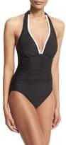 Thumbnail for your product : Magicsuit Kara Contrast-Trim Halter One-Piece Swimsuit, Black