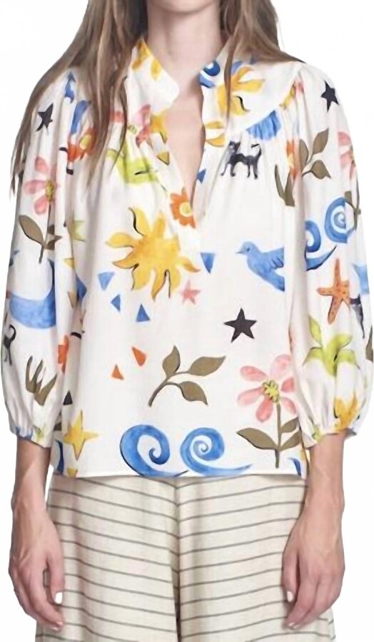 Corey Lynn Calter Corinne Top In Ivory Multi