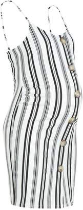 boohoo Maternity Horn Button Stripe Cami Mini Shift Dress