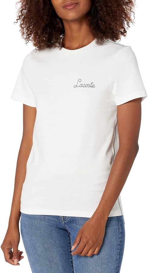 Lacoste Womens Short Sleeve Crewneck Multicolor Striped T-Shirt 