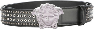 Versace eyelet Palazzo belt - men - Calf Leather/Ruthenium - 85