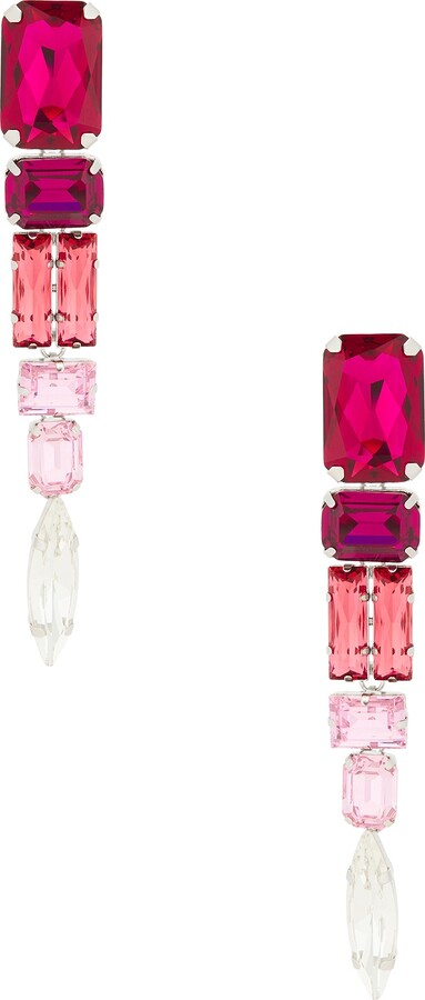 Area Ombre Crystal Drop Earrings in Pink