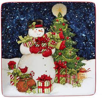 Certified International Starry Night Snowman Square Platter