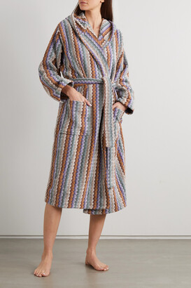 Missoni Home Yvar Striped Hooded Belted Cotton-terry Robe