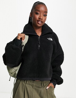 The North Face Platte Sherpa 1/4 zip cropped fleece in black - ShopStyle  Jackets