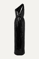 Thumbnail for your product : Saint Laurent One-shoulder Cutout Sequined Crepe Gown - Black
