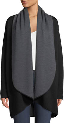 Milly Contrast Double-Face Draped Cardigan Coat